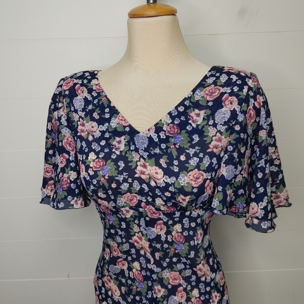 Vintage floral midi/maxi dress dress size S - Picture 3 of 11